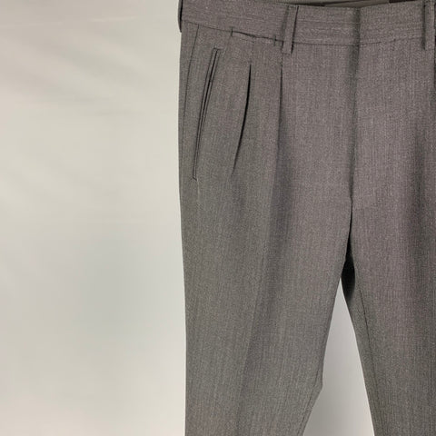TOM FORD Size 32 Gray Heather Mohair Wool Pleated Dress Pants
