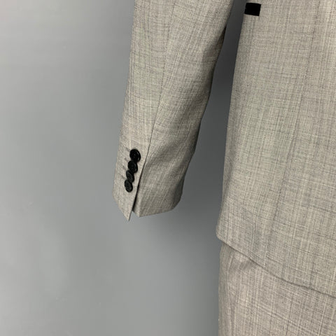 ROGER ELSTEN Size 42 Grey Black Wool Polyester Shawl Collar Suit