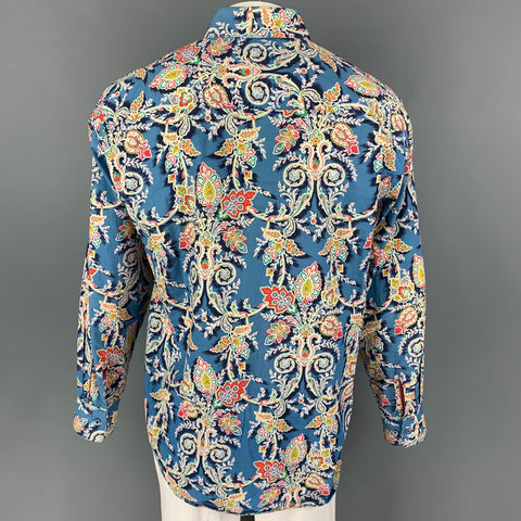 ROBERT GRAHAM Talla XL Camisa de manga larga de algodón paisley multicolor azul