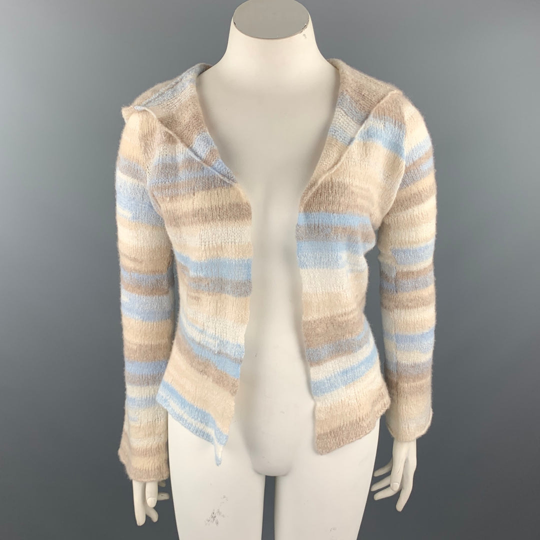 CASMARI Taille L Cardigan à capuche tricoté en cachemire / Lycra multicolore