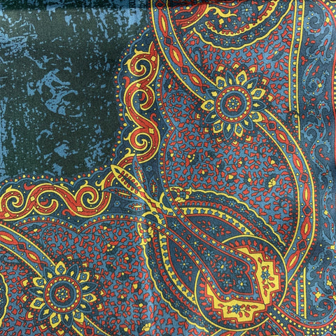 TRUZZI Navy Burgundy Tapestry Silk Pocket Square
