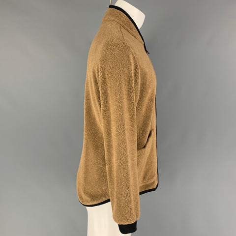 THE GIGI Size M Tan Black Textured Cotton Polyamide Zip Up Jacket