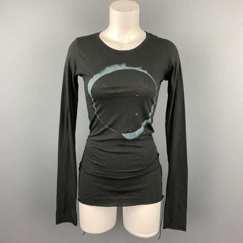 BLK OPM Taille S T-shirt à col rond en coton imprimé anthracite