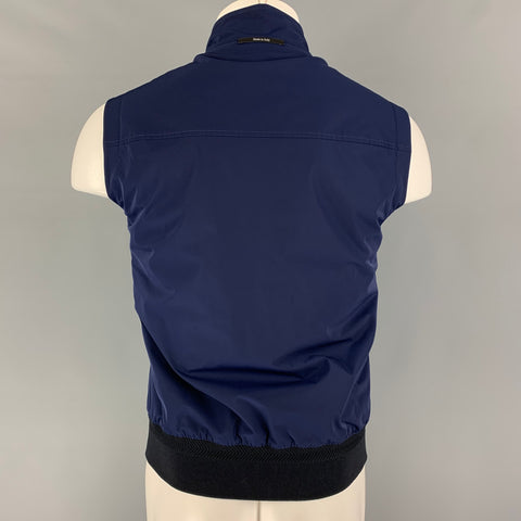 ERMENEGILDO ZEGNA Size M Blue Wool Polyester Reversible Vest