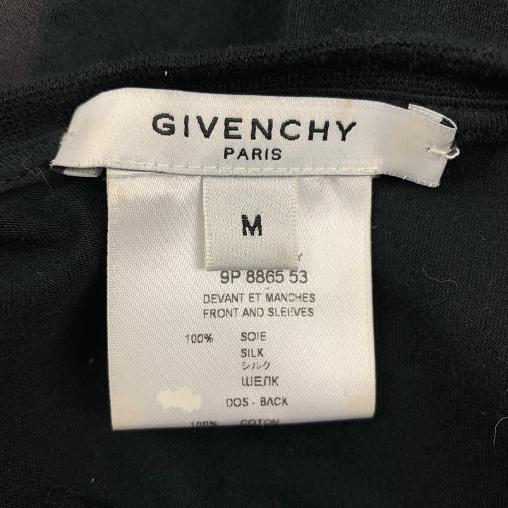GIVENCHY Size S Black Silk Print Crew-Neck T-Shirt
