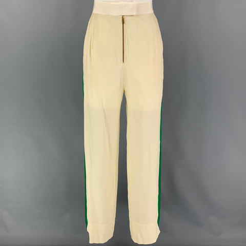 CELINE Size 6 Cream Multi-Color Stripe Wide Leg Dress Pants