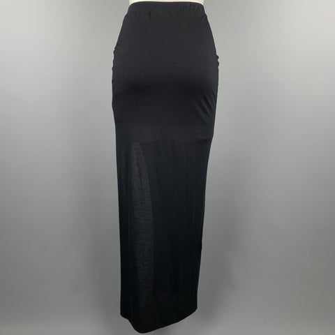 HELMUT LANG Size S Black Jersey Modal Blend Asymmetrical Maxi Skirt