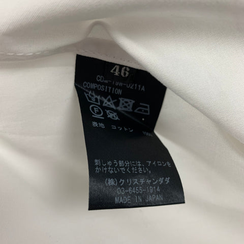 CHRISTIAN DADA FW 19 Size XS White Brown Embroidery Cotton Button Up Long Sleeve Shirt