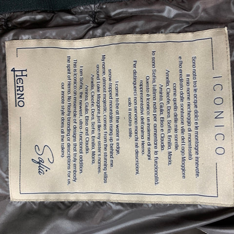 HERNO Size 4 Grey Quilted Nylon Goose Down Jacket