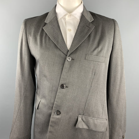 COMME des GARCONS HOMME PLUS Size L Grey & Blue Nailhead Wool / Polyester Sport Coat