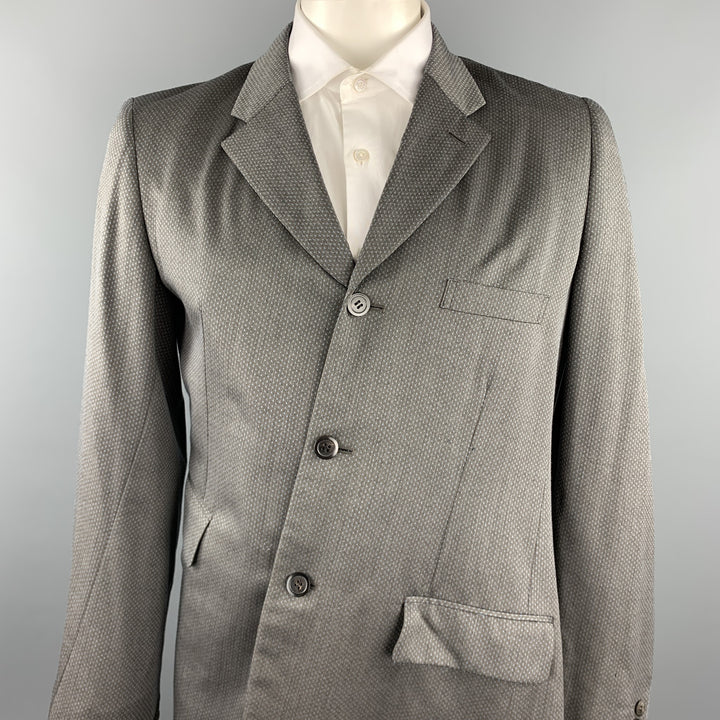 COMME des GARCONS HOMME PLUS Taille L Manteau de sport en laine / polyester gris et bleu Nailhead