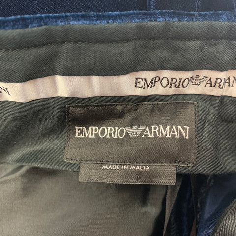 EMPORIO ARMANI Size 36 Navy Velvet Acetate Blend Dress Pants