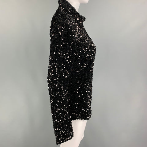 COUT DE LA LIBERTE Size M Black Polyamide Sequined Snaps Shirt
