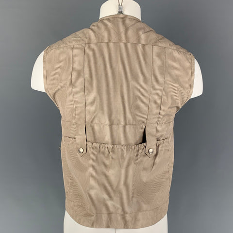 MISBHV Size S Beige Checkered Polyester Utility Fisherman Vest