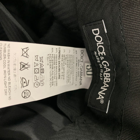 DOLCE & GABBANA Size 40 R Black Velvet Double Breasted 3 Piece Suit