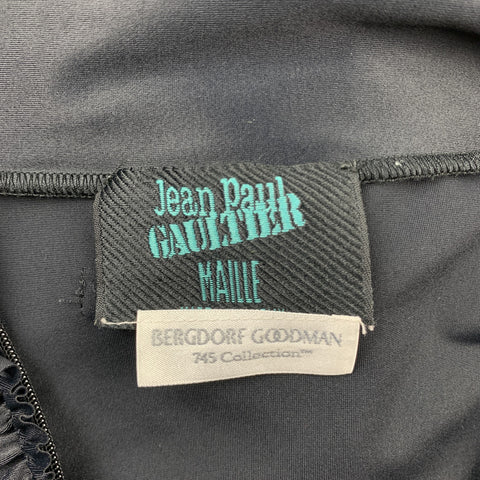 Vintage JEAN PAUL GAULTIER Size XL Black Ruffled Polyamide Half Zip Pullover
