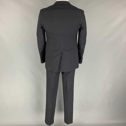 LANVIN Talla 42 Traje regular de solapa de muesca de lana azul medianoche