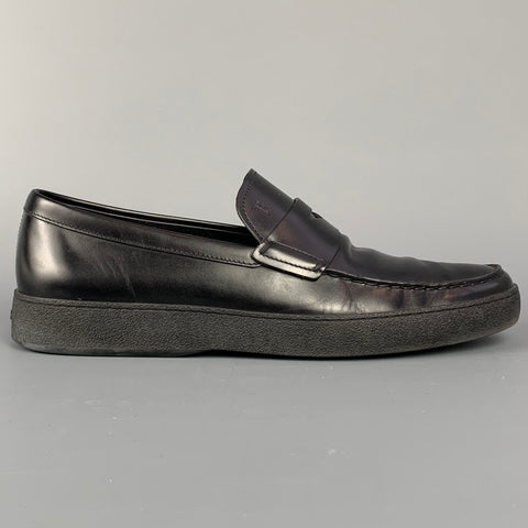 TOD'S Mocasines sin cordones con correa Penny de cuero negro talla 8