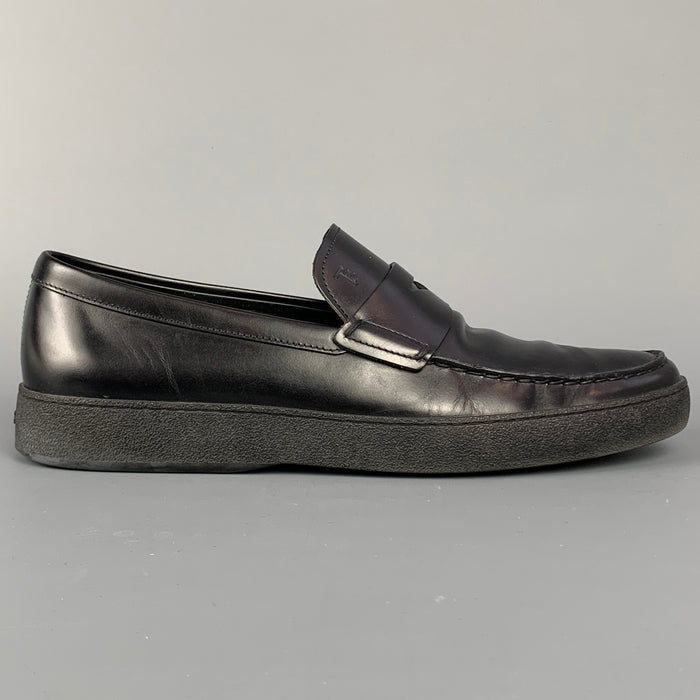 TOD'S Size 8 Black Leather Penny Strap Slip On Loafers