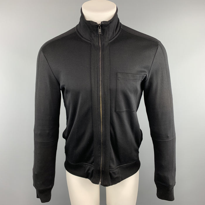 HUGO BOSS Size S Solid Black Cotton Zip Up Jacket