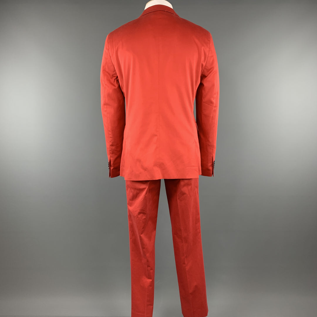 SAND Size 44 Coral Solid Cotton Blend Notch Lapel 36 x 32 Suit