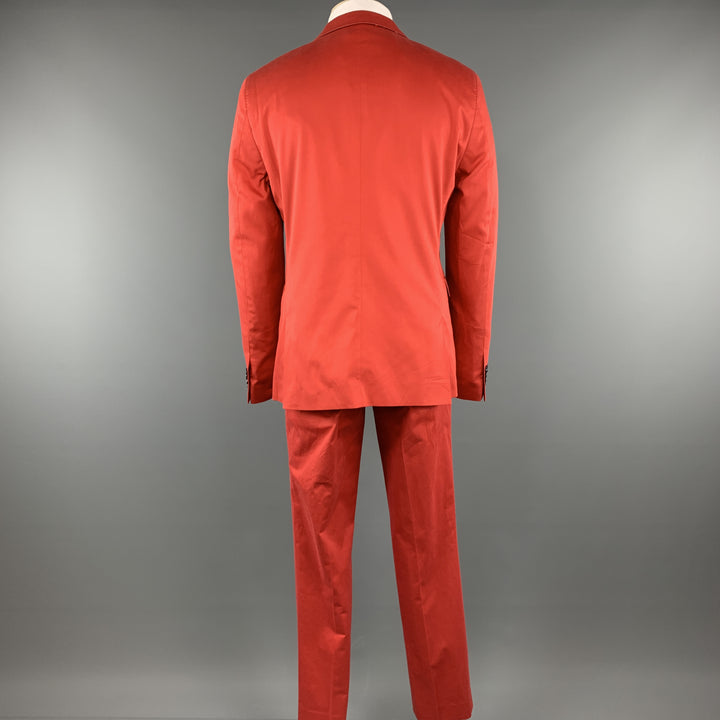 SAND Size 44 Coral Solid Cotton Blend Notch Lapel 36 x 32 Suit