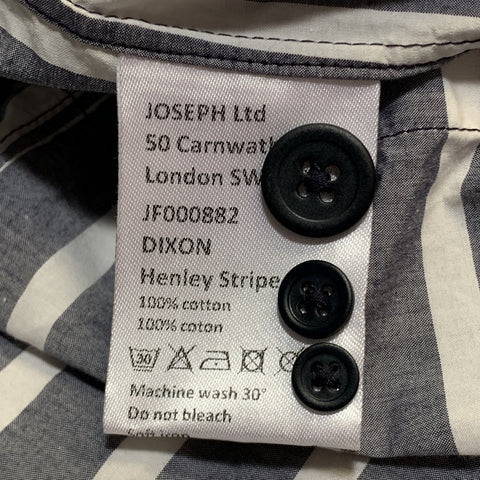 JOSEPH Size S Grey & White Stripe Cotton Long Sleeve Shirt