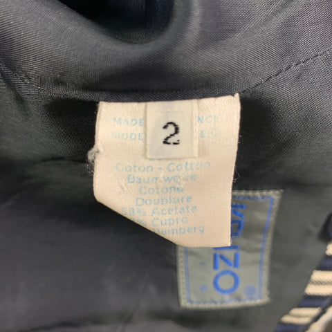 KENZO Size M Blue White Black Stripe Cotton Single Breasted Suit