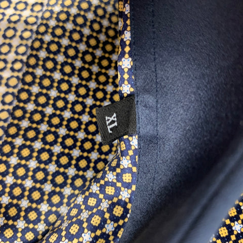 STEFANO RICCI Size XL Gold Black Dots Silk Long Sleeve Shirt