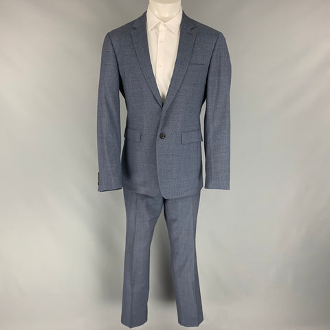 BURBERRY LONDON Size 40 Blue & Gray Textured Wool Single Breasted Suit
