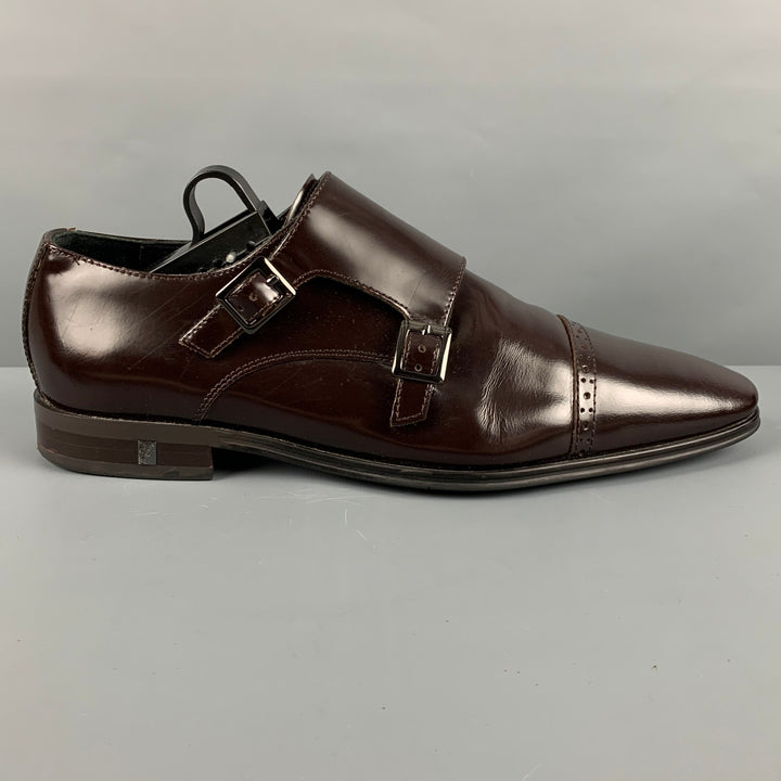 VERSACE COLLECTION Size 10 Brown Patent Leather Double Monk Strap Loafers