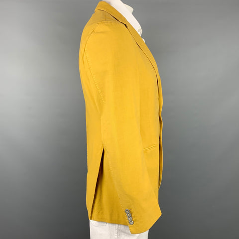 PIOMBO Size 42 Mustard Textured Cotton Notch Lapel Sport Coat