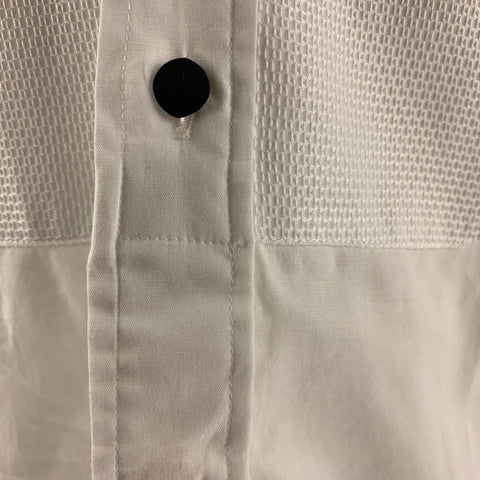ALLESANDRO DELL' ACQUA Size S White Solid Cotton / Elastane Long Sleeve Shirt
