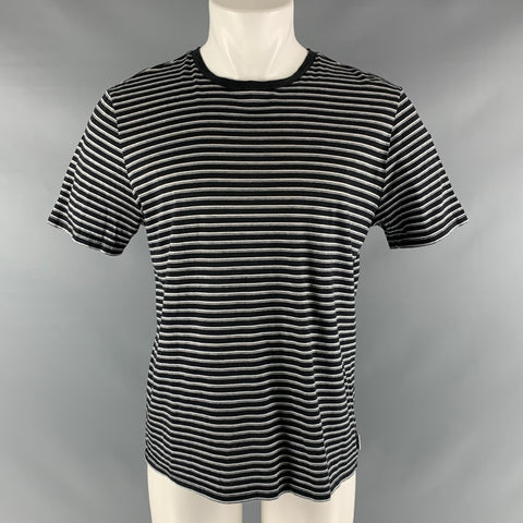 A.P.C. Size M Black White Stripe Cotton Short Sleeve T-shirt
