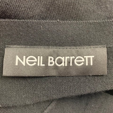 NEIL BARRETT Size XL Black Merino Wool V-Neck Cardigan