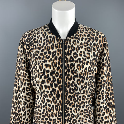 EQUIPMENT Size S Black & Tan Leopard Silk Jacket