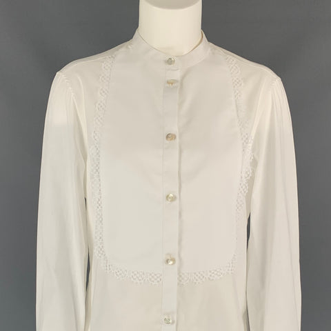 TEMPERLEY Size 6 White Poplin Cotton Lace Trim Nicolette Blouse