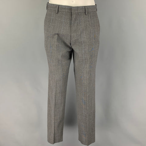 J. CREW Size 38 Regular Dark Gray Glenplaid Wool Notch Lapel Suit