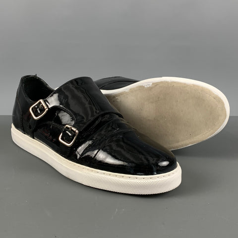 DSQUARED2 Size 10 Black Double Monk Strap Sneakers