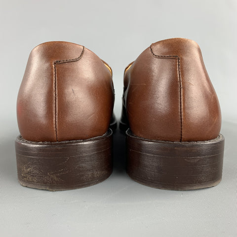 CALVIN KLEIN Size 8 Cognac Solid Leather Slip On Loafers