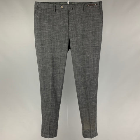 PT01 Size 36 Grey Polyester Blend Flat Front Casual Pants