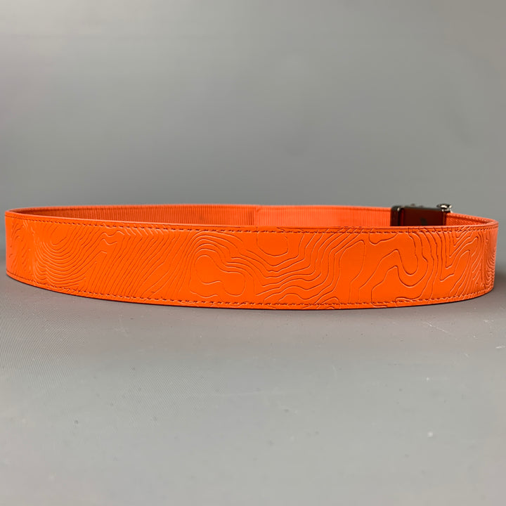 MISSION Size 38 Orange Engraved Leather Belt