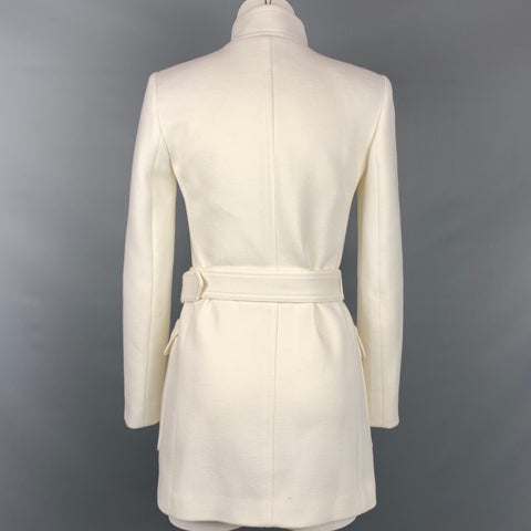 SAINT LAURENT SS 2021 Taille 4 Veste militaire ceinturée en mélange de laine crème