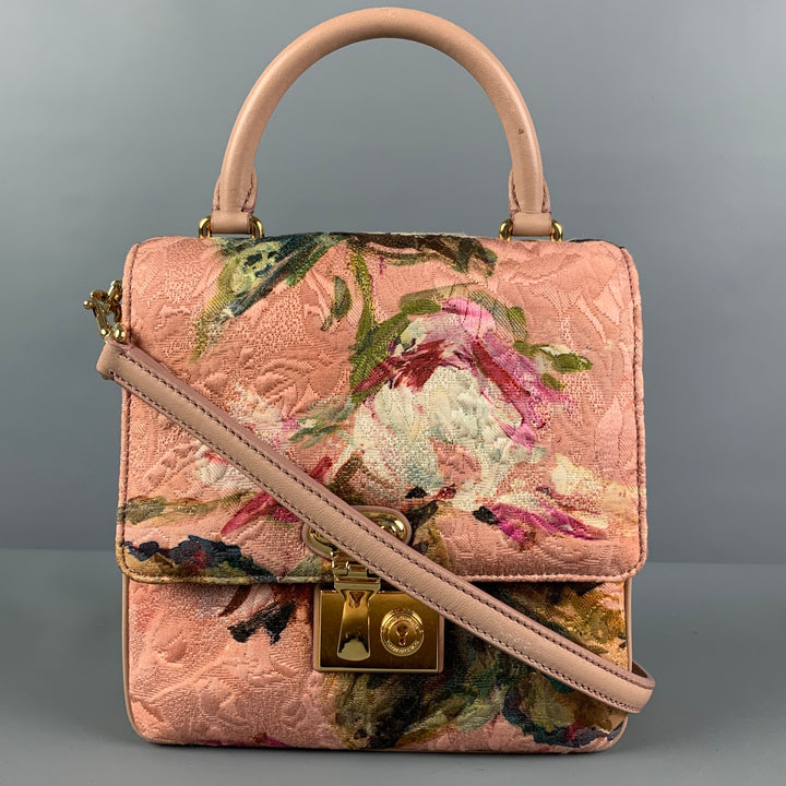 DOLCE & GABBANA Pink Floral Jacquard Cross Body Handbag