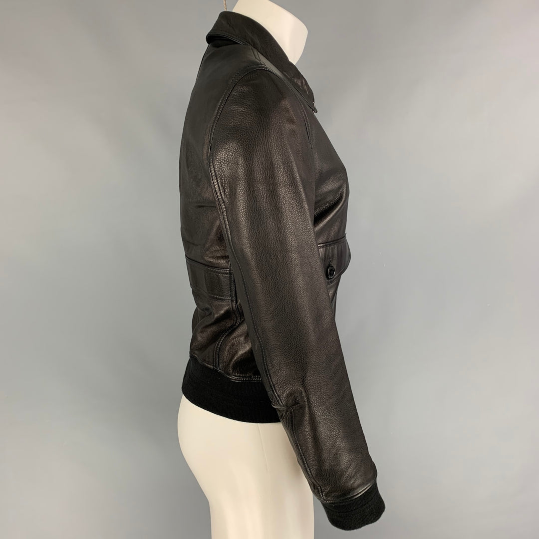 BURBERRY BRIT Size M Black Leather Zip Up Jacket