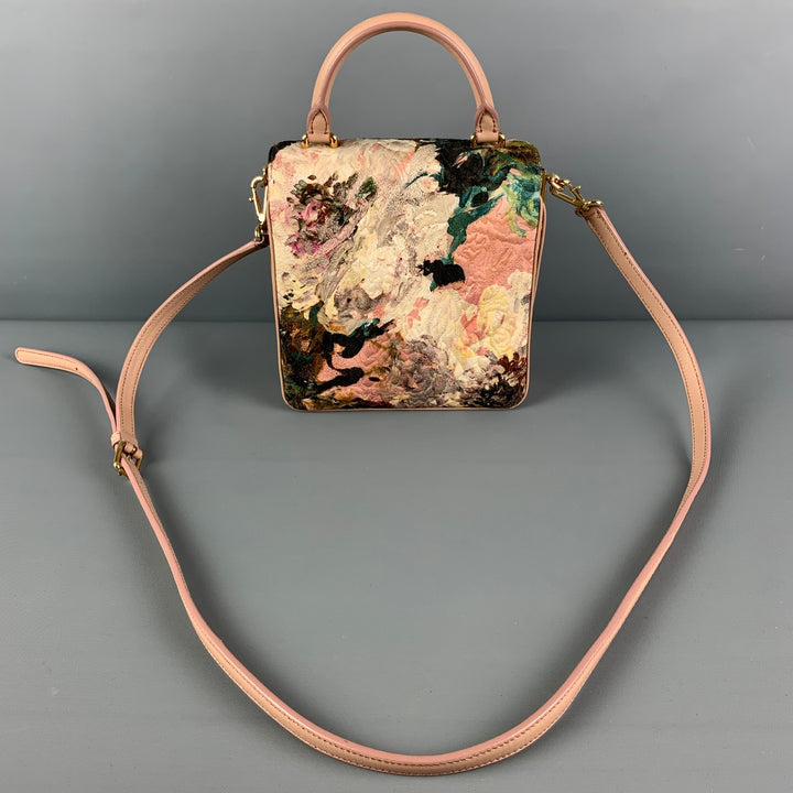 DOLCE & GABBANA Pink Floral Jacquard Cross Body Handbag