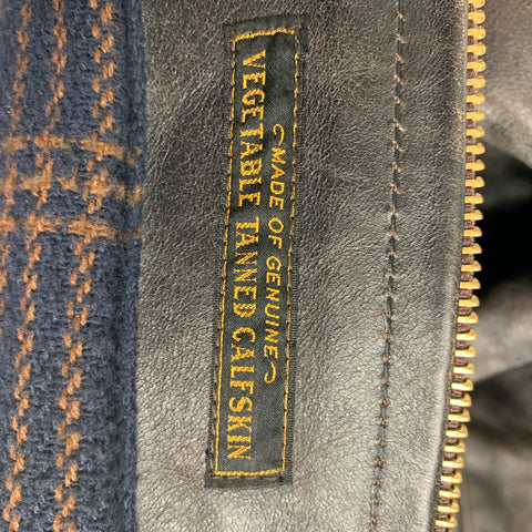 RRL by RALPH LAUREN Size XL Dark Brown Distressed Leather Bomber Jacket