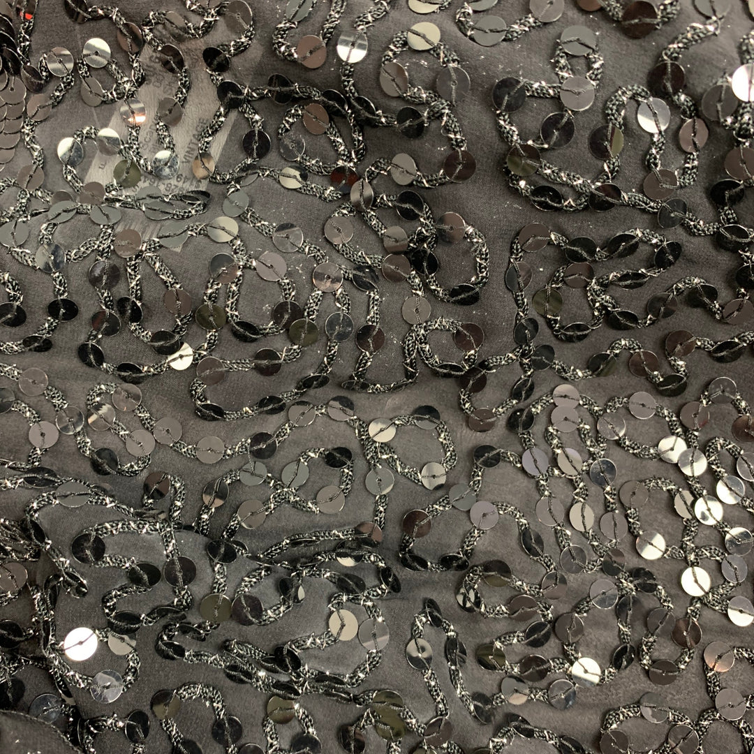 Châle boléro à paillettes en soie noire VINTAGE