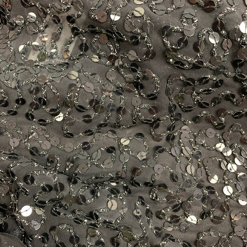 VINTAGE Black Silk Sequined Bolero Shawl