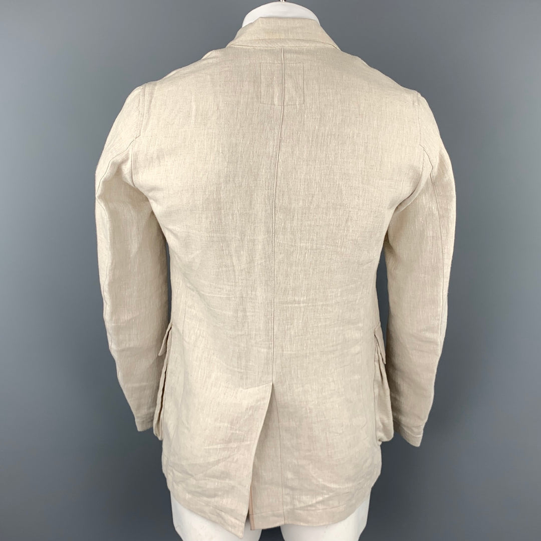 PRIVATE WHITE Size 40 Beige Linen Notch Lapel Sport Coat